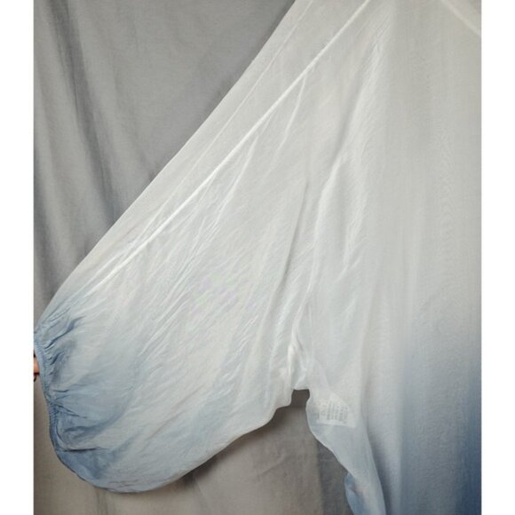 Made In Italy White & Blue Ombre Button Front Silk Viscose Blend Tunic One Size - Picture 3 of 9